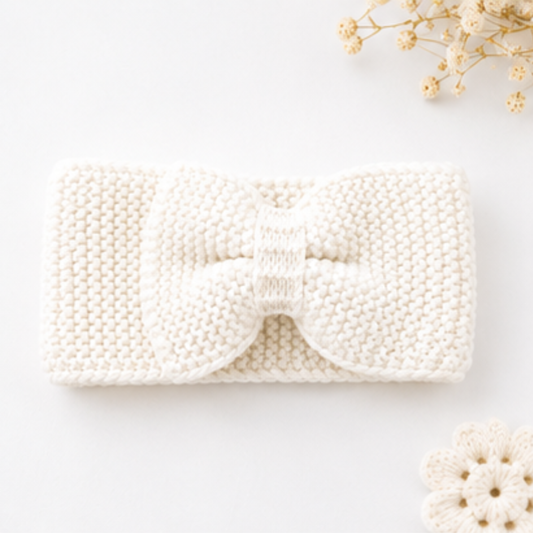 Snowflake Bow Headband — white baby headband