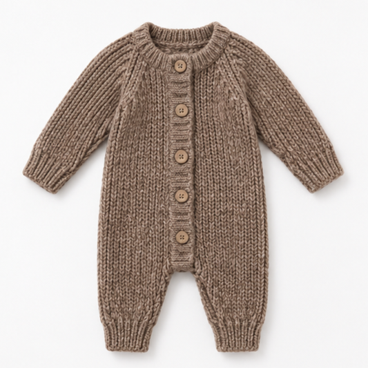 Honey Oat Romper — brown baby romper